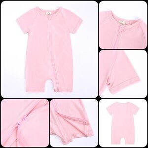 Unisex Baby One Piece Bodysuit Short Sleeve Romper Cotton Double Zipper 3-24M
